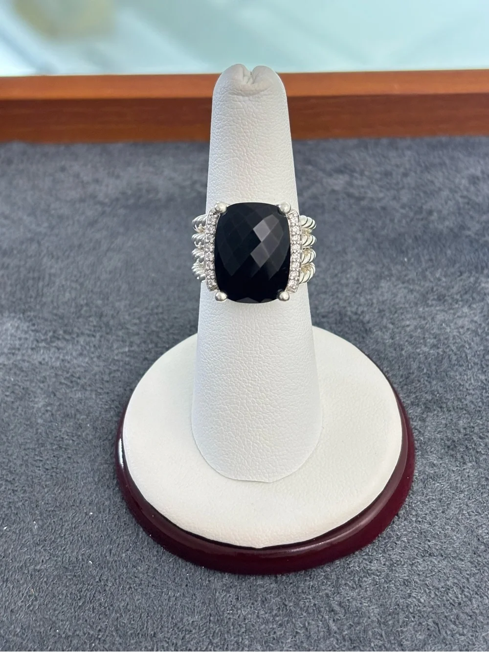 David Yurman Wheaton Ring with Black Onyx & Diamonds 6.5